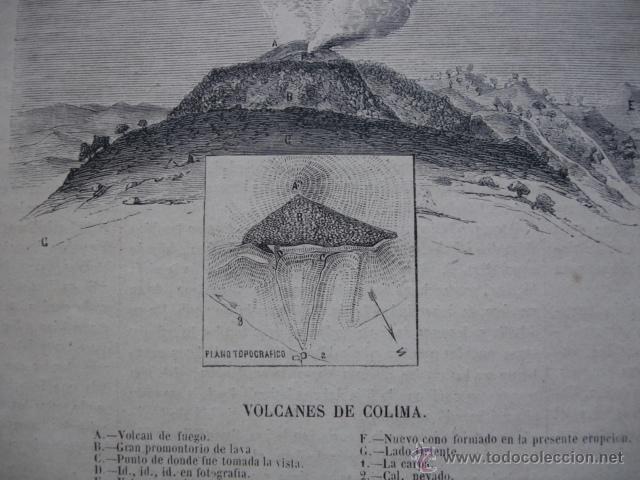 Art: VOLCAN DE COLIMA MEJICO  A&Ntilde;O 1870