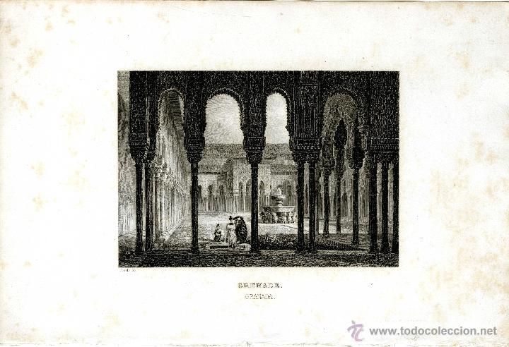 Arte: Granada. Patio de los leones. Deeble sc. Hacia 1850