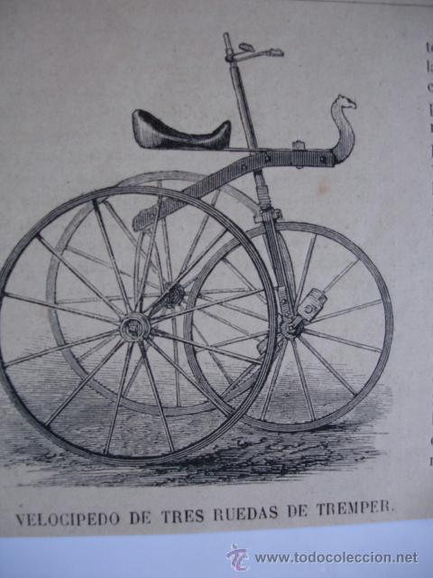 Arte: VELOCIPEDO DE TRES RUEDAS TREMPER  A&Ntilde;O 1870