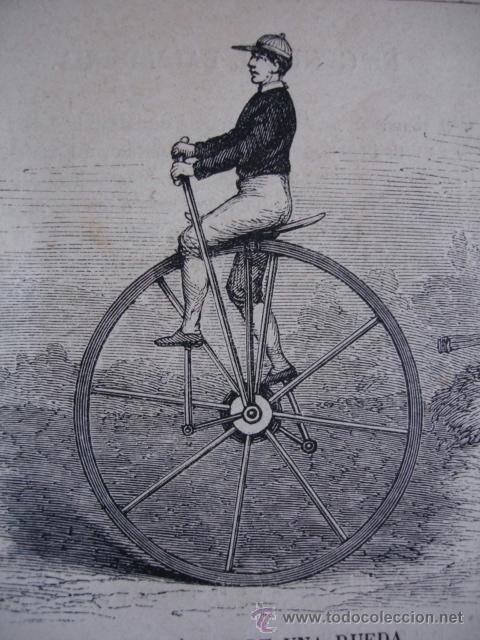 Arte: VELOCIPEDO DE UNA RUEDA A&Ntilde;O 1870