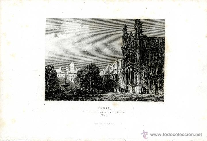 Arte: Cadiz. Promenade et convent de la Vierge du Carmen. C. 1850