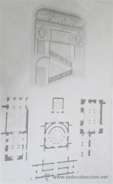 Arte: Grabado de arquitectura - escaliers - Traite D&acute;architecture- Traite D&acute;architecture - edifices 1863 - Foto 2