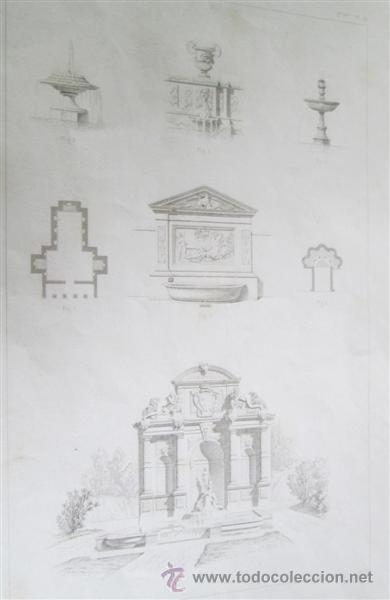 Arte: Grabado de arquitectura - FONTAINE - Traite D&acute;architecture - edifices 1863 - Foto 2