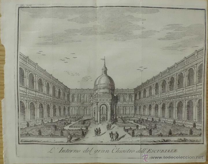 Arte: Vista del interior del Escorial, Madrid.1745.Thomas Salmon - Foto 1