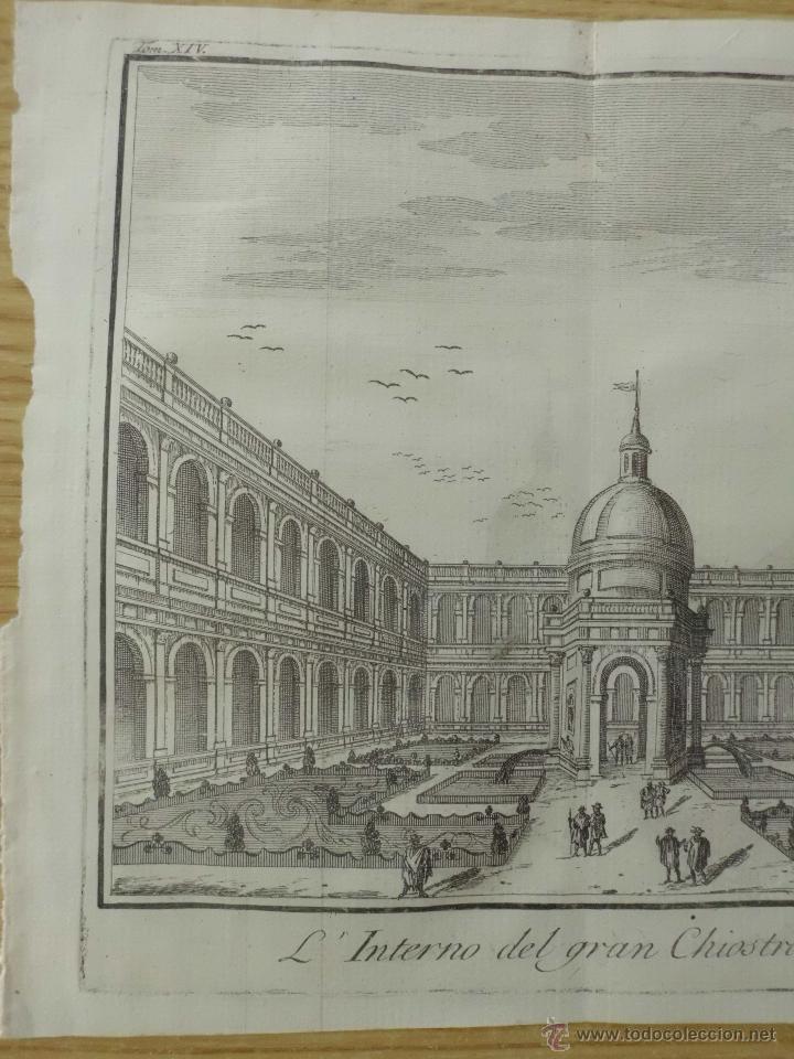 Arte: Vista del interior del Escorial, Madrid.1745.Thomas Salmon - Foto 3