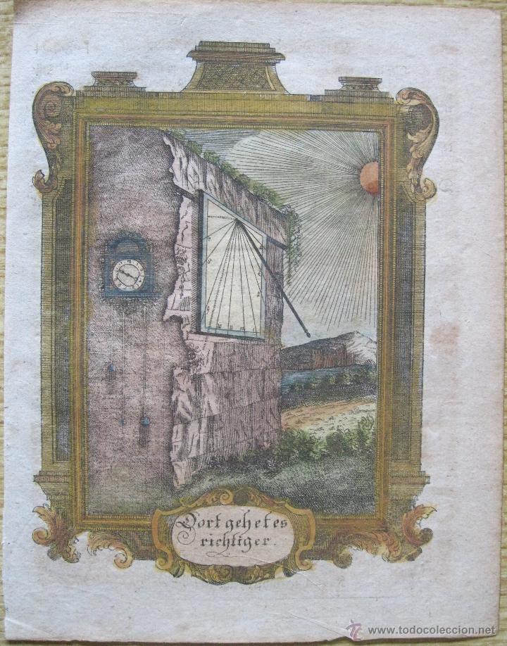 Arte: Emblema barroco: Reloj de sol III,1680 - Foto 1