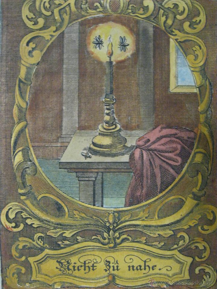 Arte: Emblema barroco: Polilla en la llama, 1680 - Foto 1