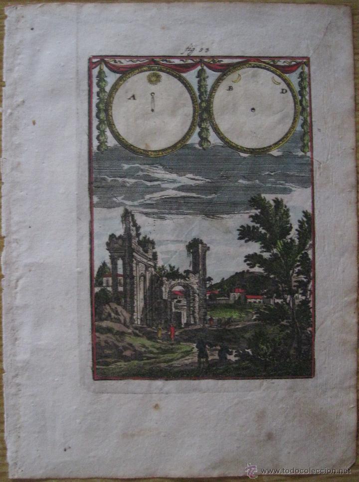 Arte: Astronom&iacute;a celestial, Luna y Tierra, 1685. Mallet - Foto 2