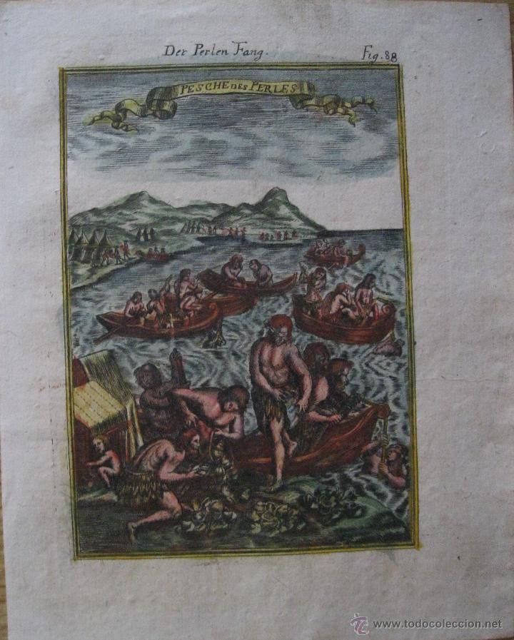 Arte: Pescadores de perlas, 1719.Mallet - Foto 3