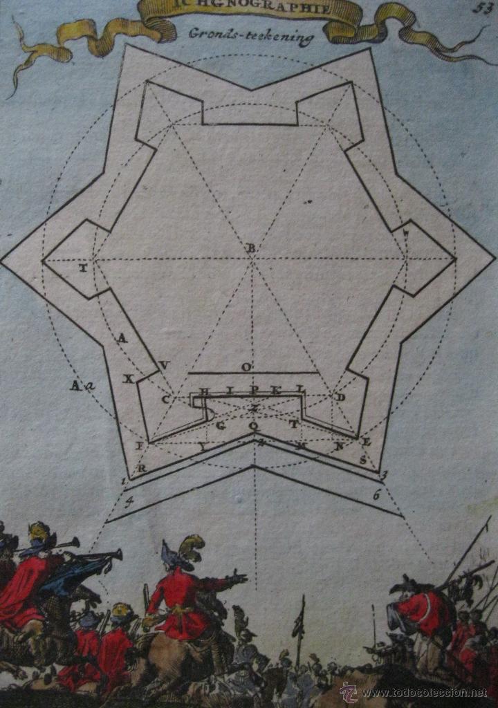 Arte: Caballer&iacute;a y plano de fortaleza.1696.Mallet - Foto 1