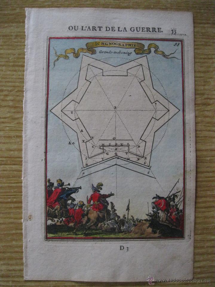 Arte: Caballer&iacute;a y plano de fortaleza.1696.Mallet - Foto 2