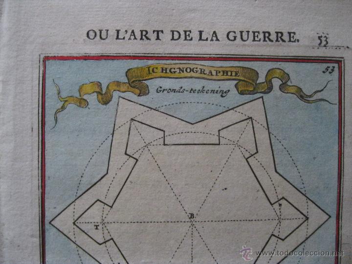 Arte: Caballer&iacute;a y plano de fortaleza.1696.Mallet - Foto 3
