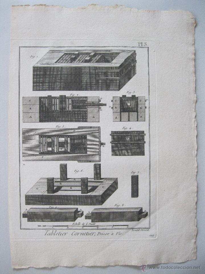 Arte: Oficios. Tabletier Cornetier, Presse &aacute; Vis. Diderot y DAlembert.1779 - Foto 1