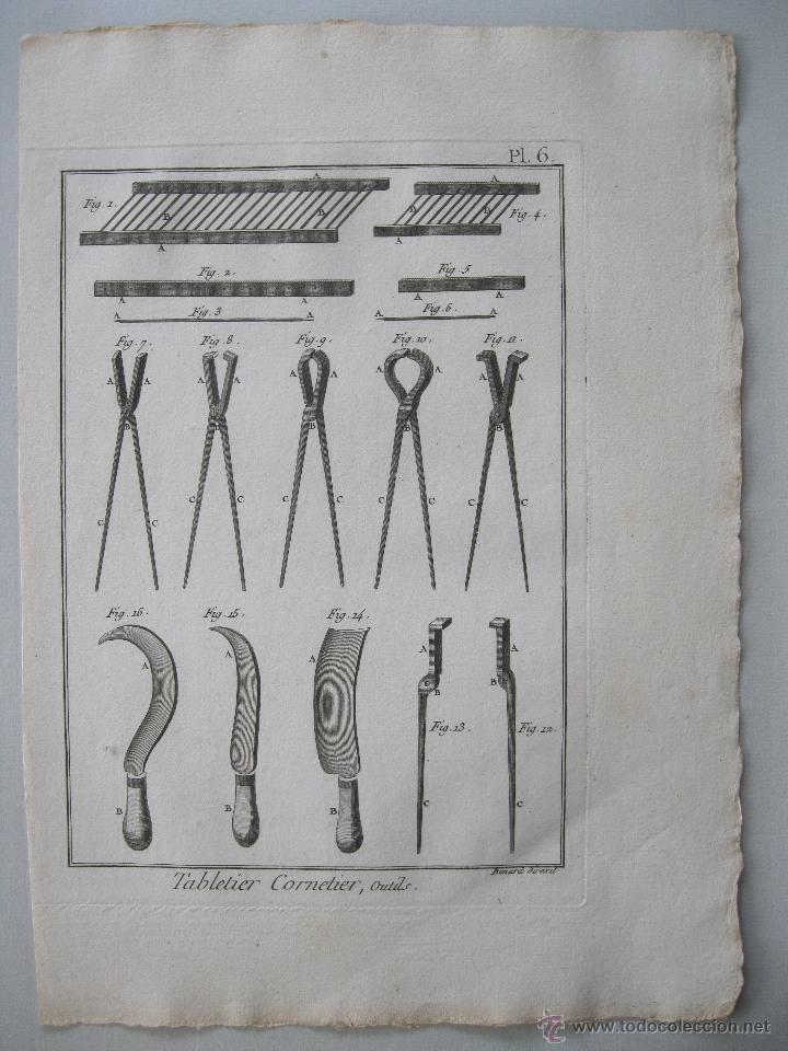 Arte: Oficios. Tabletier Cornetier,Outils I. Diderot y DAlembert.1779 - Foto 1