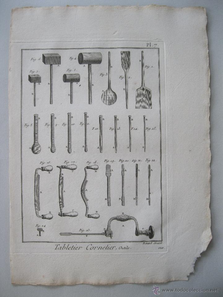 Arte: Oficios. Tabletier Cornetier,Outils II. Diderot y DAlembert.1779 - Foto 1