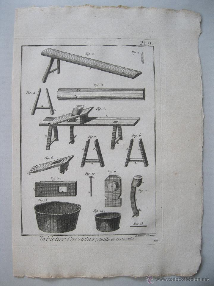 Arte: Oficios. Tabletier Cornetier,Outils et Ustenciles. Diderot y DAlembert.1779 - Foto 1