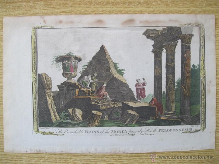 Arte: Antiguas ruinas de Grecia, 1782.Millar - Foto 1