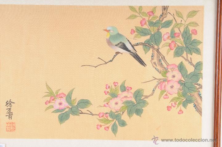 Arte: CUADRO GRABADO SOBRE SEDA ORIENTAL - Foto 2