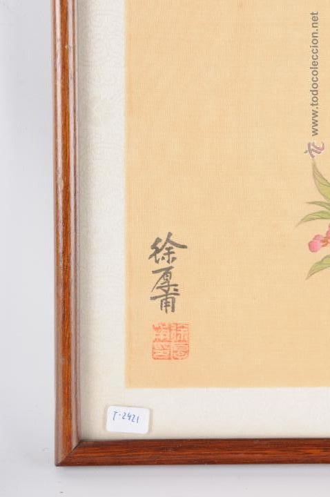 Arte: CUADRO GRABADO SOBRE SEDA ORIENTAL - Foto 4