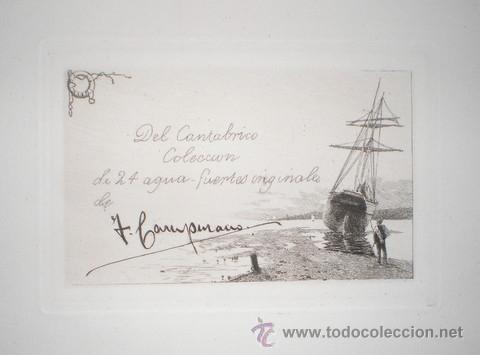 Arte: CAMPUZANO. Del Cant&aacute;brico. Colecci&oacute;n de 24 aguafuertes originales.