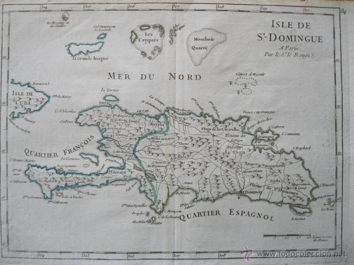 Arte: Mapa de Santo Domingo, 1746. Le Rouge - Foto 1