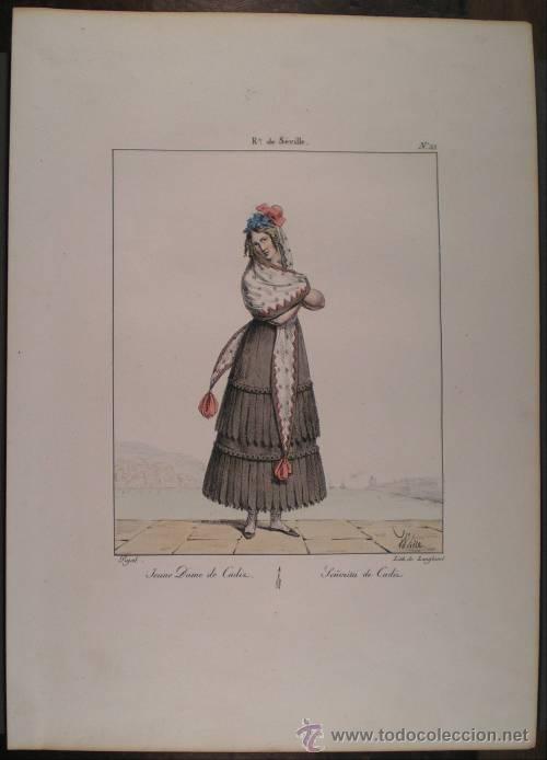 Art: PIGAL, Edme-Jean: SE&Ntilde;ORITA DE CADIZ. De 'Collection de Costumes des Divers Provinces de L'Espagne'