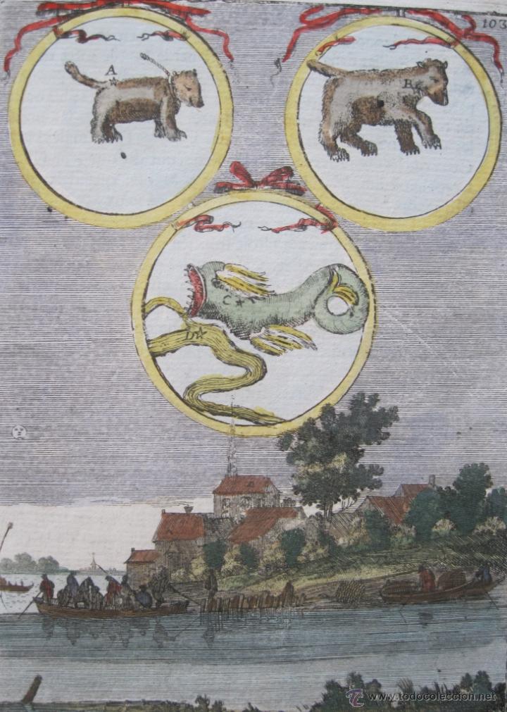 Arte: S&iacute;mbolos astrol&oacute;gicos y ciudad, 1683.Mallet - Foto 3
