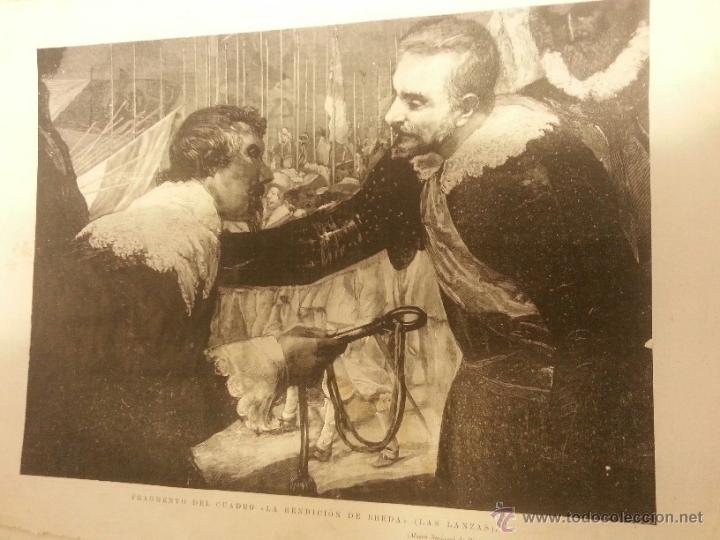 Arte: GRABADO 1899 FRAGMENTO DEL CUADRO DE LAS LANZAS LA RENDICION DE BREDA. VELAZQUEZ 50 X 25 CM.