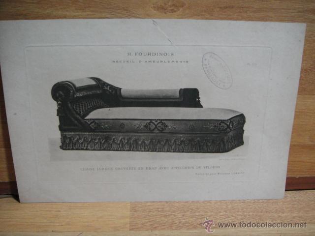 Art: lamina de muebles h, fourdinais - sello de la libreria sucesor de j. m. fabre