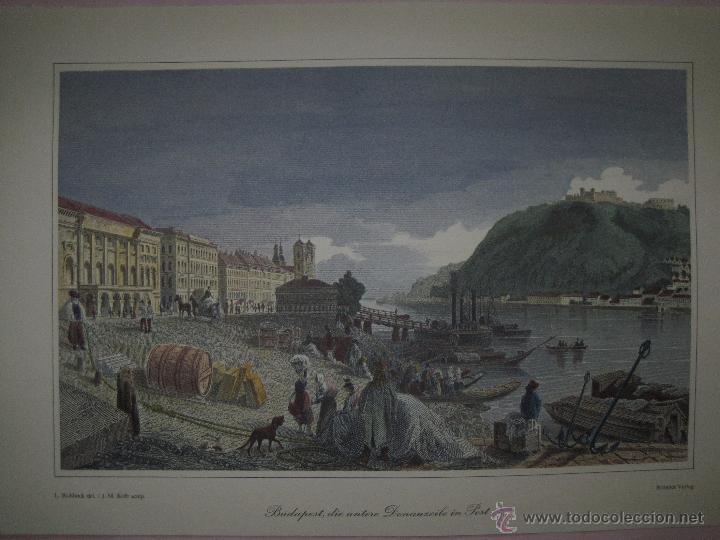 Kunst: GRABADO.-  BUDAPEST, DANUBIO EN PEST.-
