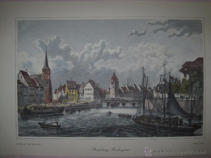 Kunst: GRABADO.-  STRASBURGO, MUELLE FISCHER.-