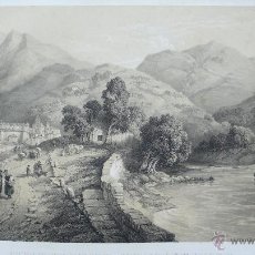 Arte: HERMITA DE SAN ESTEVAN Y VISTA DE TOLOSA. EN GUIPUZCOA. VILLA-AMIL, BICHEBOIS Y BAYOT. 1850.