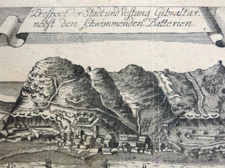 Arte: Vista de Gibraltar, sur de Espa&ntilde;a, 1730. - Foto 2