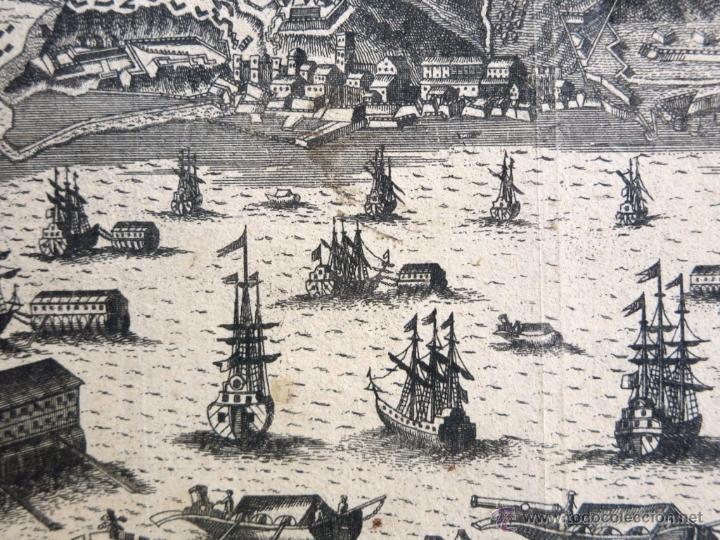 Arte: Vista de Gibraltar, sur de Espa&ntilde;a, 1730. - Foto 3