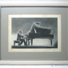 Arte: TECNICA MIXTA - FIRMADA ILEGIBLE - PIANISTA AL PIANO DE COLA. Lote 51718581