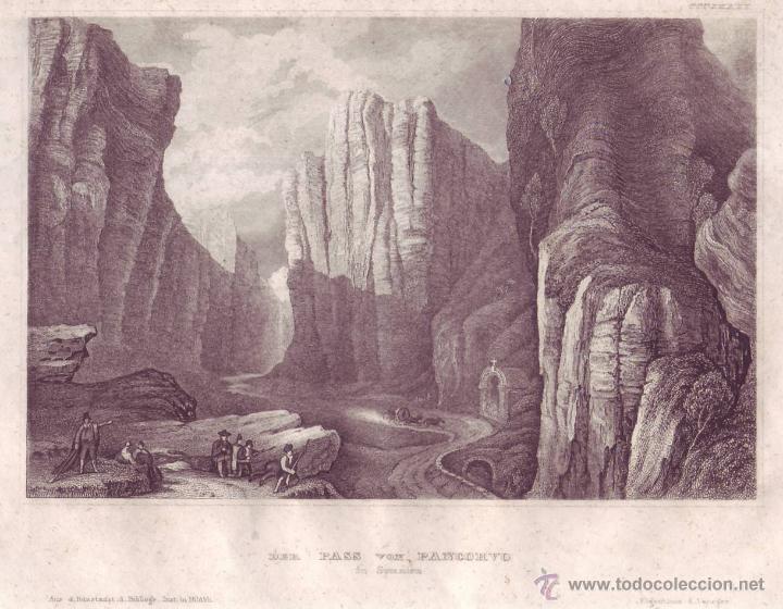 Arte: Grabado de Pancorvo (Burgos): Desfiladero de Pancorvo (Mediados del siglo XIX)