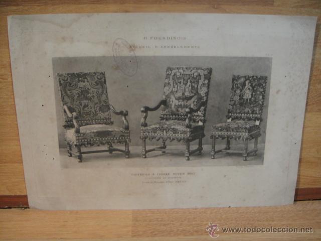 Art: grabado de muebles de h. fourdinais - imprenta colbe & cie - paris - j. m. fabre