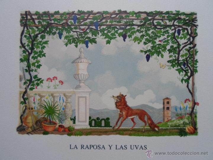 Art: Henry Lemari&eacute; (Francia 1798-1880) grabado 30 tintas de 10x8, 1991 num 248/475. F&aacute;bula Jean Fontaine