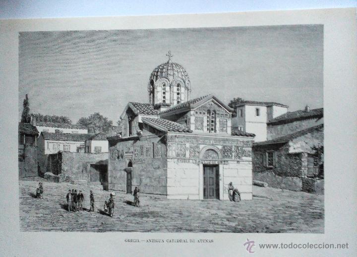 Art: GRABADO GRECIA - ANTIGUA CATEDRAL DE ATENAS