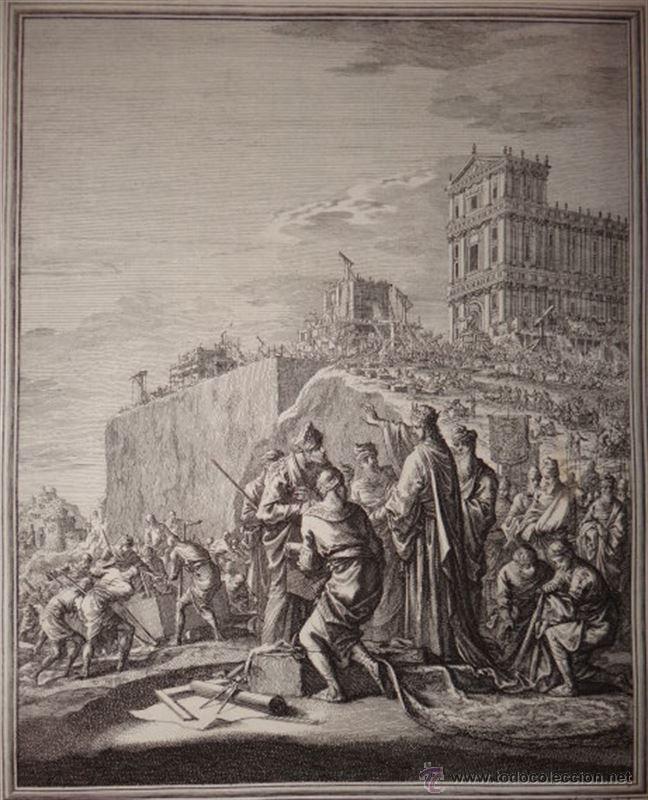 Arte: Construcci&oacute;n del templo del Rey Salom&oacute;n, 1708. Weigel - Foto 2