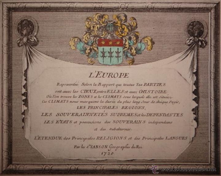 Arte: Frontispicio Atlas, 1720. Nicolas Sanson - Foto 2