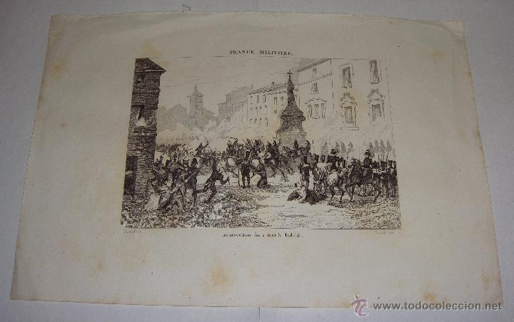 Arte: Antiguo Grabado. S.XIX. France Militaire. Insurrecci&oacute;n del 2 de Mayo.