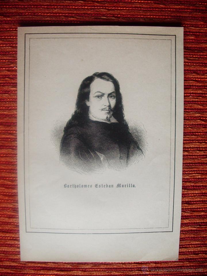 Arte: 1870-BARTOLOME ESTEBAN MURILLO. PINTOR. GRABADO ORIGINAL - Foto 1