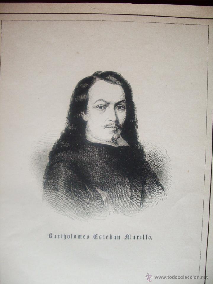 Arte: 1870-BARTOLOME ESTEBAN MURILLO. PINTOR. GRABADO ORIGINAL - Foto 2
