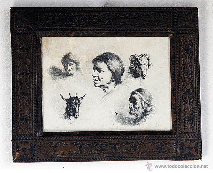 Arte: GRABADO ESTUDIO DE CABEZAS, dibujado y grabado por Jean Jacques de Boissieu (1803)