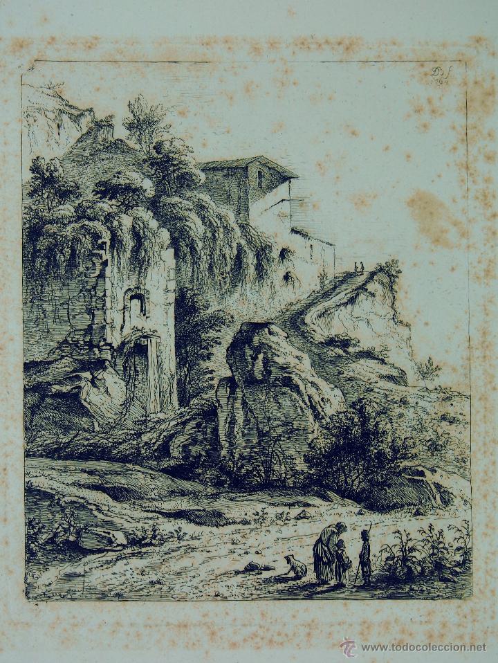 Kunst: PAISAJE. AGUAFUERTE. JEAN JACQUES BOISSIEU. FRANCIA. FINALES SIGLO XVIII.