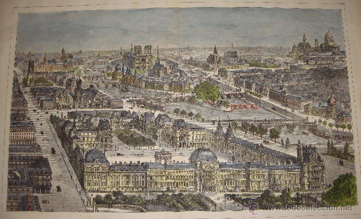Arte: &ldquo;Vista Panor&aacute;mica de Par&iacute;s&rdquo; &middot; Comuna Francesa &middot; Edificios Destruidos &middot; ca. 1871 - Foto 1