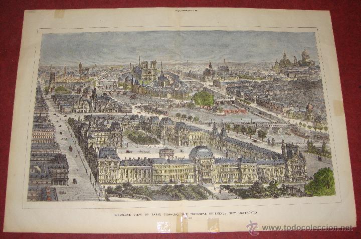 Arte: &ldquo;Vista Panor&aacute;mica de Par&iacute;s&rdquo; &middot; Comuna Francesa &middot; Edificios Destruidos &middot; ca. 1871 - Foto 2