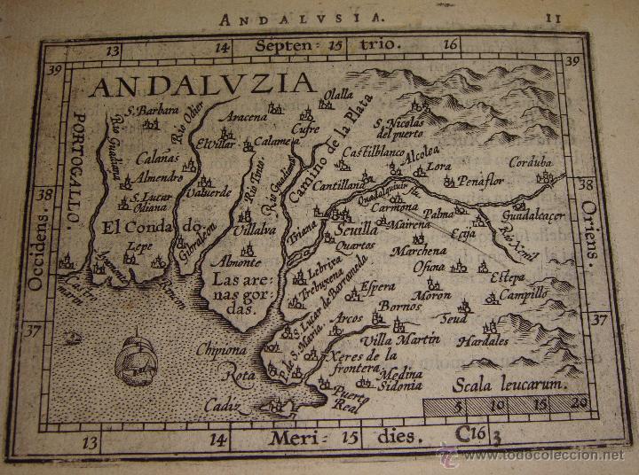 Arte: Mapa de Andaluc&iacute;a occidental. 1601. Abraham Ortelius - Foto 1
