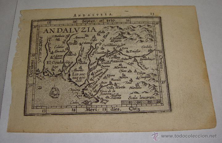 Arte: Mapa de Andaluc&iacute;a occidental. 1601. Abraham Ortelius - Foto 2
